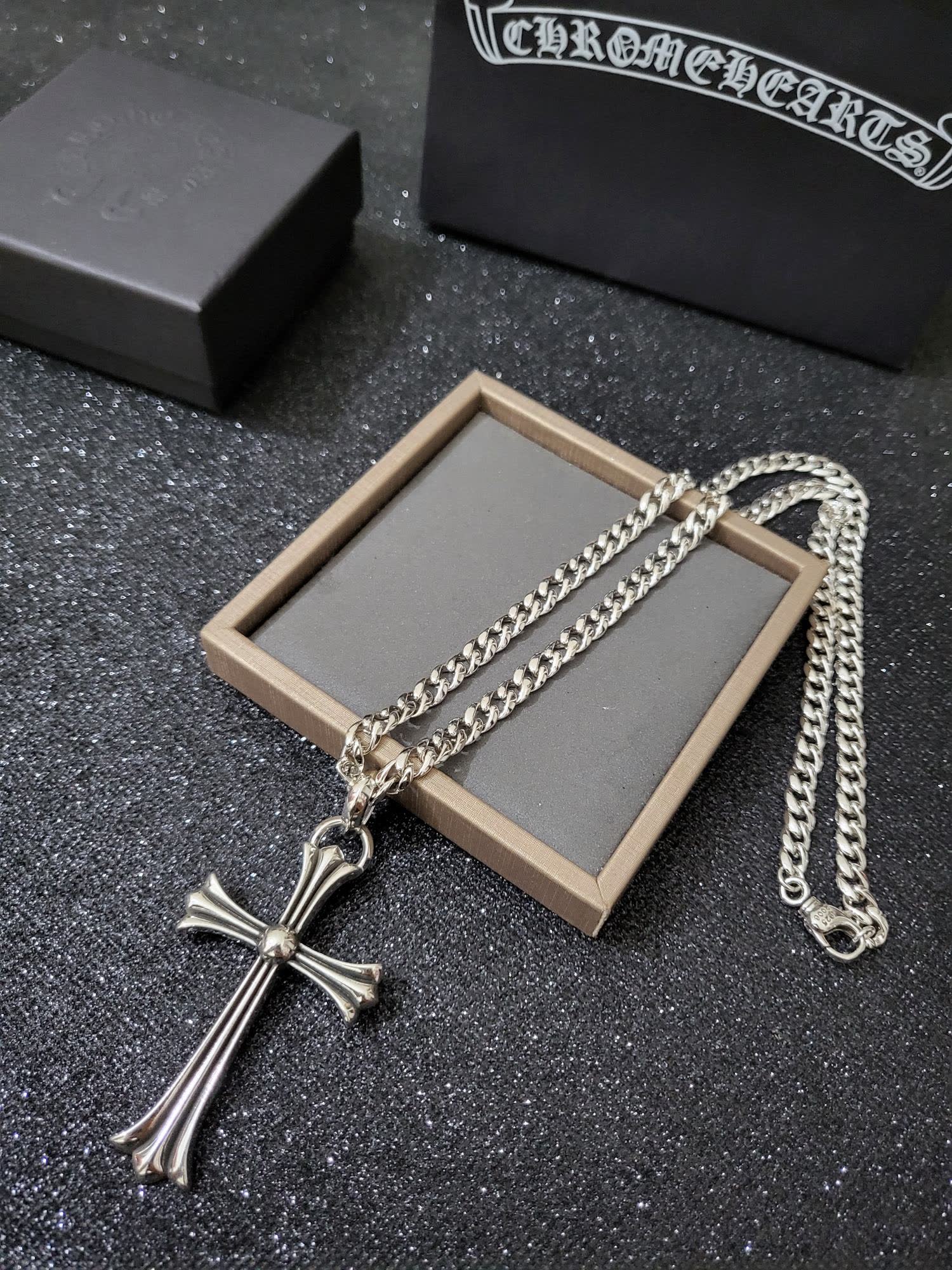 Chrome Hearts Silver Cross Pendant Necklace